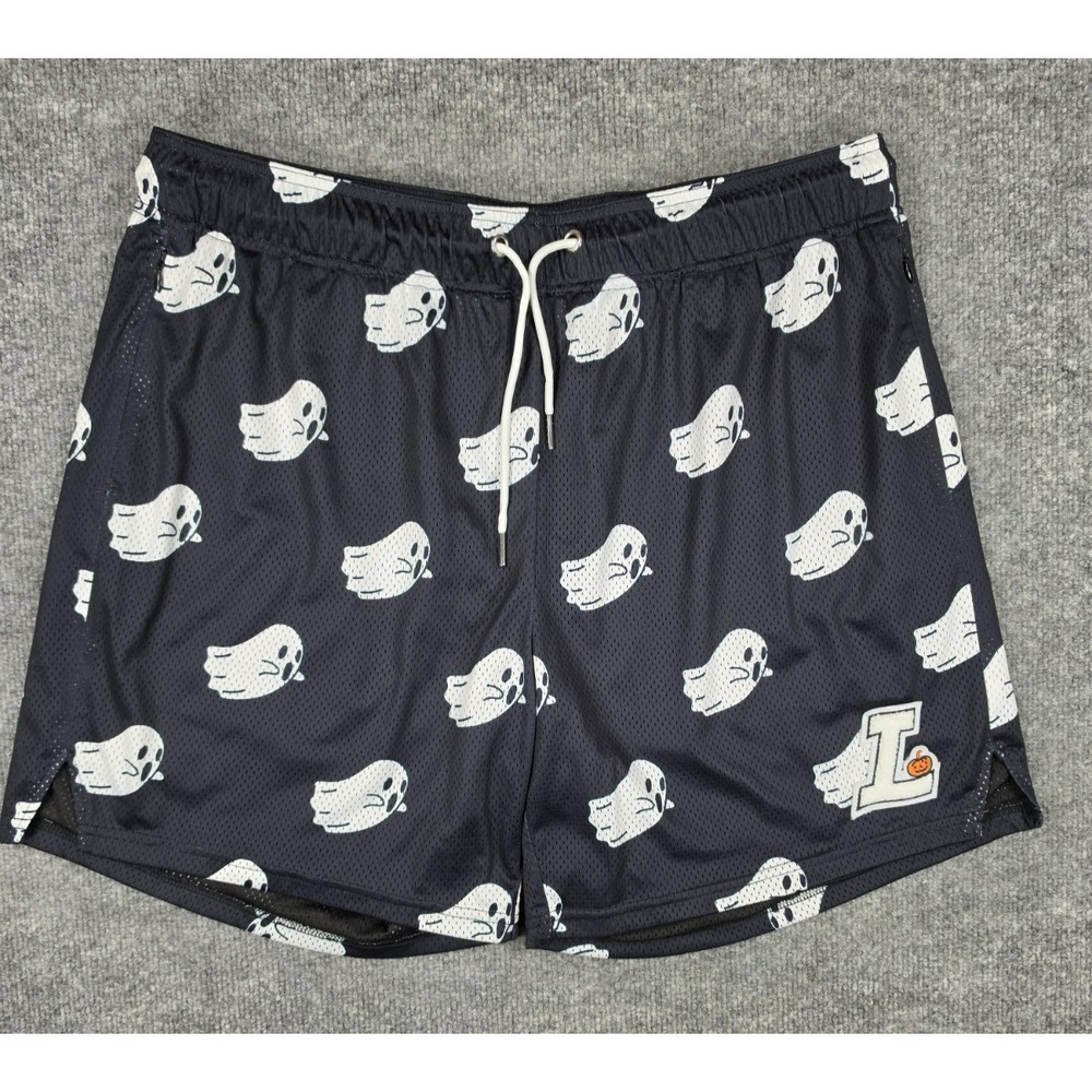 Lumber Legs Mesh Gym Shorts Men 3XL Ghosts Halloween Zip Pocket Lined Pumpkin
